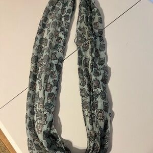 Light Blue Owl Print Infinity Scarf